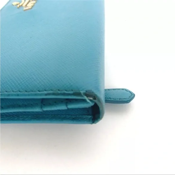 Prada Safiano Teal Blue Long wallet